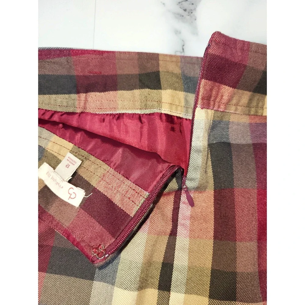 Established 1962 Plaid Pencil Skirt Rear Zipper Size 12 Preppy Career‎ Holiday